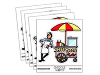 Hot Dog Street Vendor Cart Waterproof Vinyl Phone Tablet Laptop Water Bottle Car Window Bumper Decal Sticker Set - 5 Pack