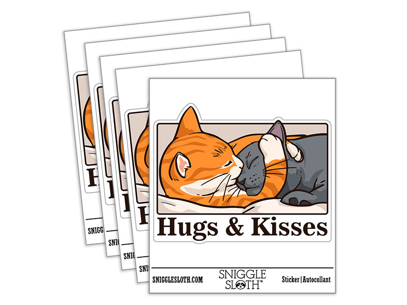 Hugs and Kisses Snuggling Cats Cuddling Waterproof Vinyl Phone Tablet Laptop Water Bottle Car Window Bumper Decal Sticker Set - 5 Pack