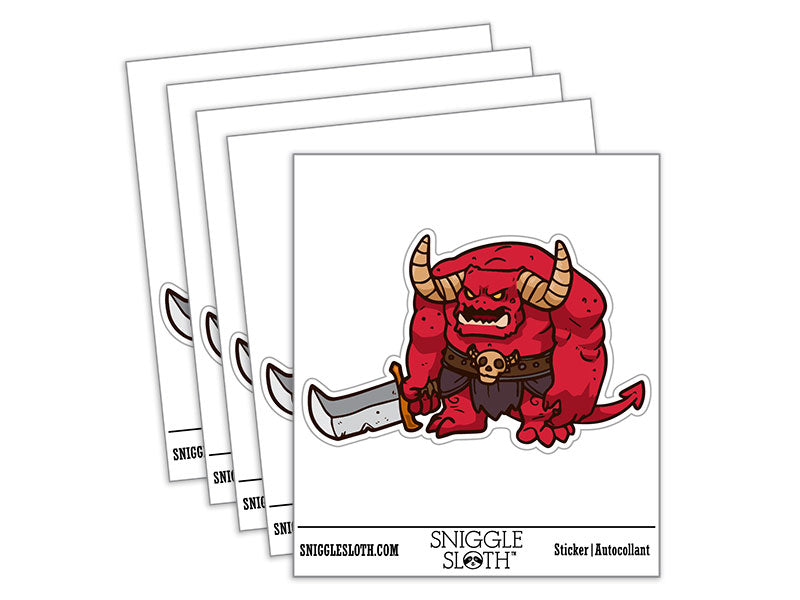 Hulking Demon Monster Devil with Sword Waterproof Vinyl Phone Tablet Laptop Water Bottle Car Window Bumper Decal Sticker Set - 5 Pack