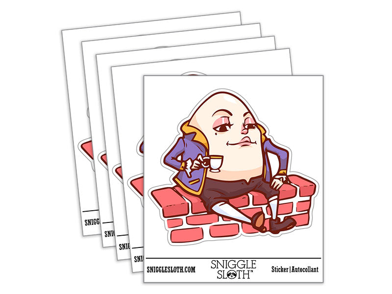 Humpty Dumpty Egg Man Fairy Tale Waterproof Vinyl Phone Tablet Laptop Water Bottle Car Window Bumper Decal Sticker Set - 5 Pack