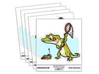 Hungry Lizard Hunting Caterpillar with Net Waterproof Vinyl Phone Tablet Laptop Water Bottle Car Window Bumper Decal Sticker Set - 5 Pack