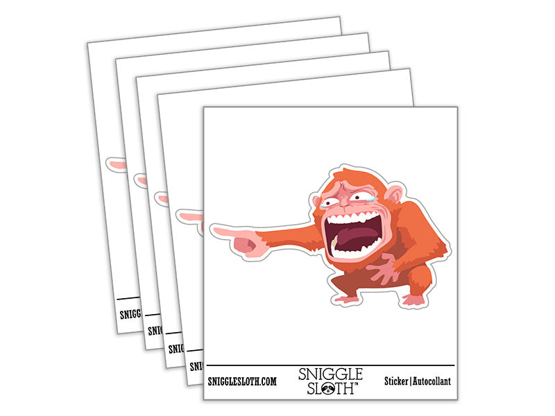 Hysterical Monkey Pointing and Laughing Waterproof Vinyl Phone Tablet Laptop Water Bottle Car Window Bumper Decal Sticker Set - 5 Pack