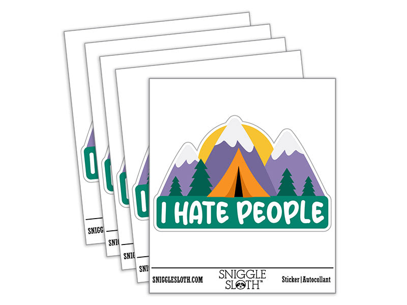 I Hate People Camping Waterproof Vinyl Phone Tablet Laptop Water Bottle Car Window Bumper Decal Sticker Set - 5 Pack