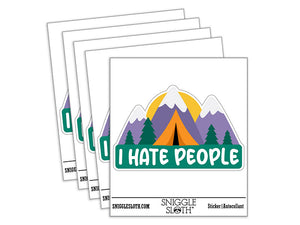 I Hate People Camping Waterproof Vinyl Phone Tablet Laptop Water Bottle Car Window Bumper Decal Sticker Set - 5 Pack