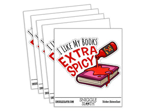 I Like My Books Extra Spicy Hot Sauce Waterproof Vinyl Phone Tablet Laptop Water Bottle Car Window Bumper Decal Sticker Set - 5 Pack