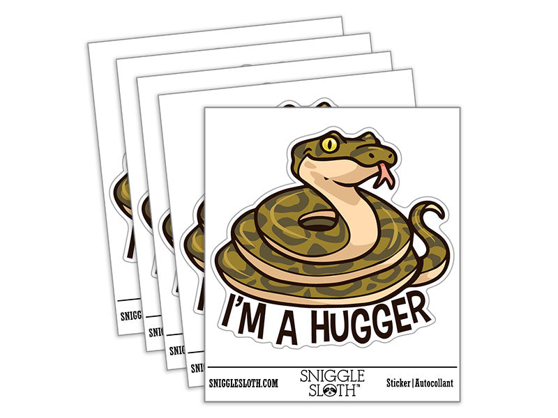 I'm A Hugger Snake Boa Constrictor Python Hug Waterproof Vinyl Phone Tablet Laptop Water Bottle Car Window Bumper Decal Sticker Set - 5 Pack