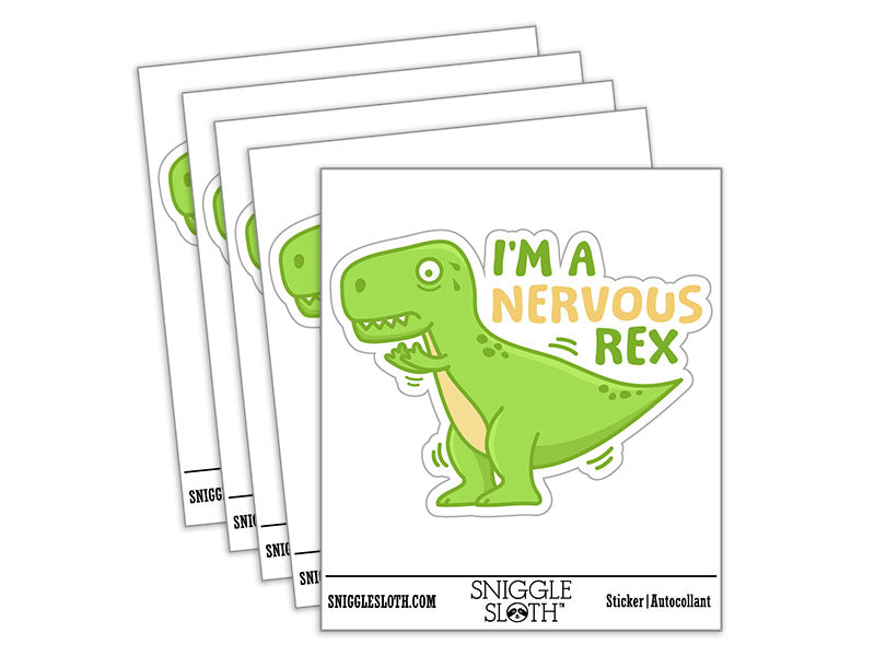 I'm A Nervous Rex Dino Waterproof Vinyl Phone Tablet Laptop Water Bottle Car Window Bumper Decal Sticker Set - 5 Pack