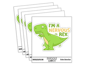 I'm A Nervous Rex Dino Waterproof Vinyl Phone Tablet Laptop Water Bottle Car Window Bumper Decal Sticker Set - 5 Pack