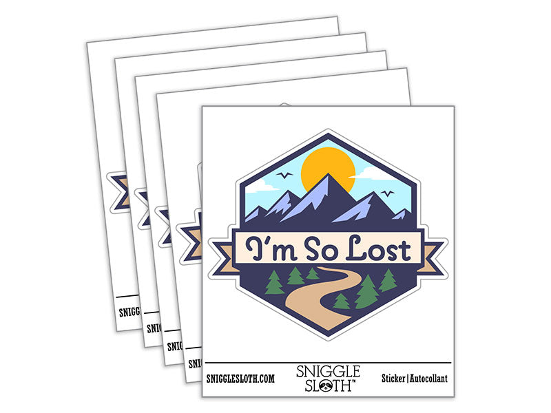 I'm So Lost Travel Adventure Funny Mountain Hiking Waterproof Vinyl Phone Tablet Laptop Water Bottle Car Window Bumper Decal Sticker Set - 5 Pack