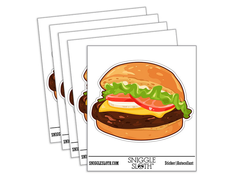 Juicy Hamburger Cheeseburger Fast Food Waterproof Vinyl Phone Tablet Laptop Water Bottle Car Window Bumper Decal Sticker Set - 5 Pack