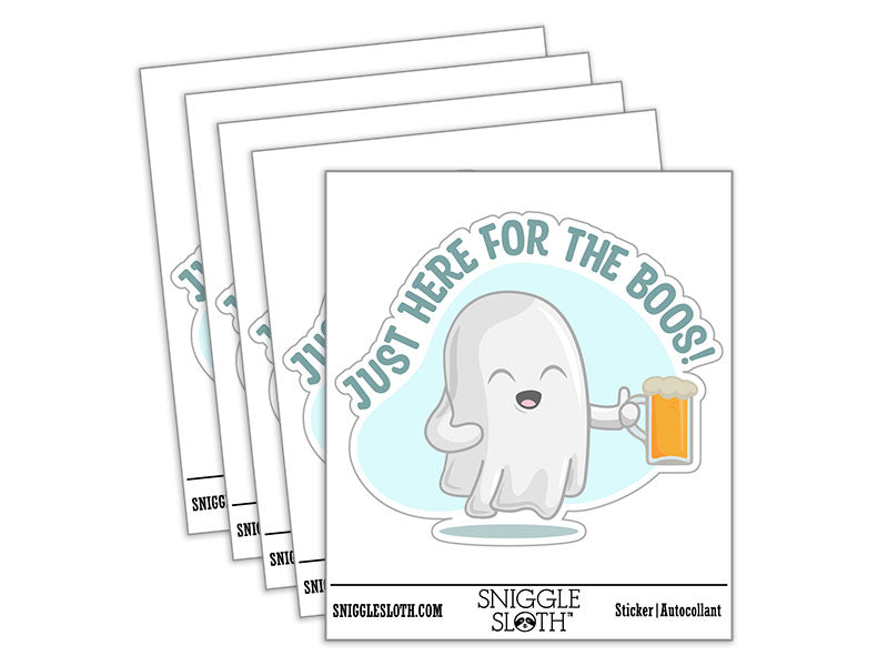 Just Here For the Boos Booze Drinking Ghost Waterproof Vinyl Phone Tablet Laptop Water Bottle Car Window Bumper Decal Sticker Set - 5 Pack