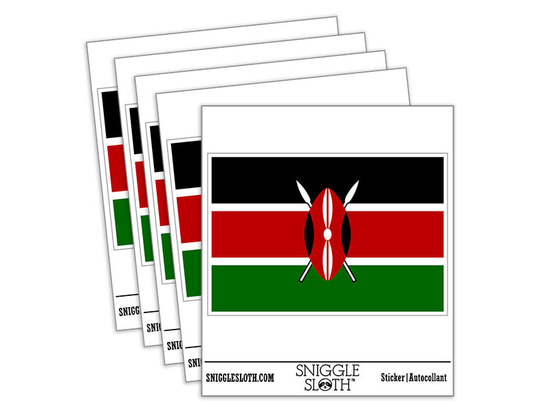 Kenya National Country Flag Waterproof Vinyl Phone Tablet Laptop Water Bottle Car Window Bumper Decal Sticker Set - 5 Pack