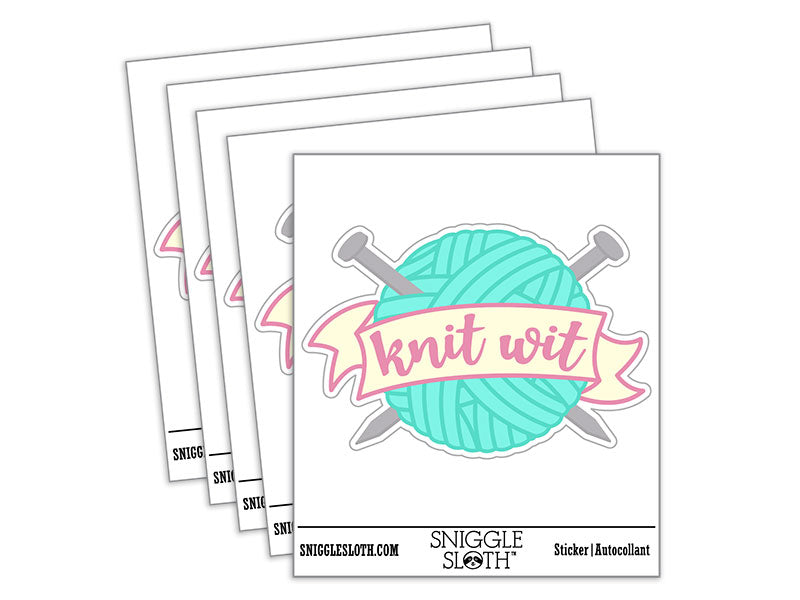 Knit Wit Yarn Knitting Waterproof Vinyl Phone Tablet Laptop Water Bottle Car Window Bumper Decal Sticker Set - 5 Pack