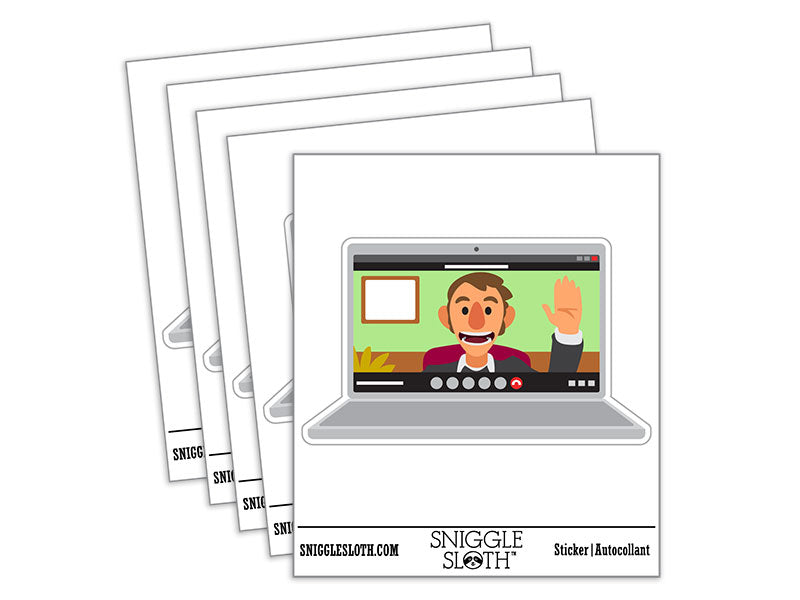 Laptop Video Call Meeting Computer Chat Waterproof Vinyl Phone Tablet Laptop Water Bottle Car Window Bumper Decal Sticker Set - 5 Pack