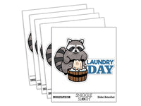 Laundry Day Raccoon Cleaning Clothes Waterproof Vinyl Phone Tablet Laptop Water Bottle Car Window Bumper Decal Sticker Set - 5 Pack