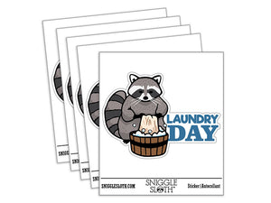 Laundry Day Raccoon Cleaning Clothes Waterproof Vinyl Phone Tablet Laptop Water Bottle Car Window Bumper Decal Sticker Set - 5 Pack