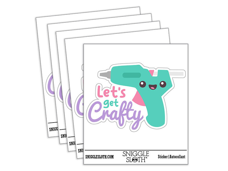 Let's Get Crafty Glue Gun Crafting Waterproof Vinyl Phone Tablet Laptop Water Bottle Car Window Bumper Decal Sticker Set - 5 Pack