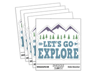 Let's Go Explore Mountains Waterproof Vinyl Phone Tablet Laptop Water Bottle Car Window Bumper Decal Sticker Set - 5 Pack