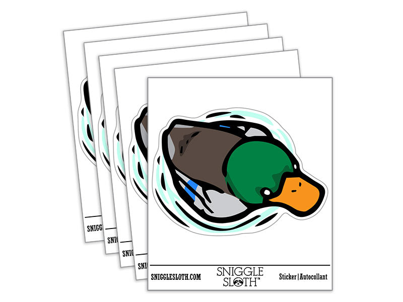 Mallard Duck Floating On Water Ripples Waterproof Vinyl Phone Tablet Laptop Water Bottle Car Window Bumper Decal Sticker Set - 5 Pack