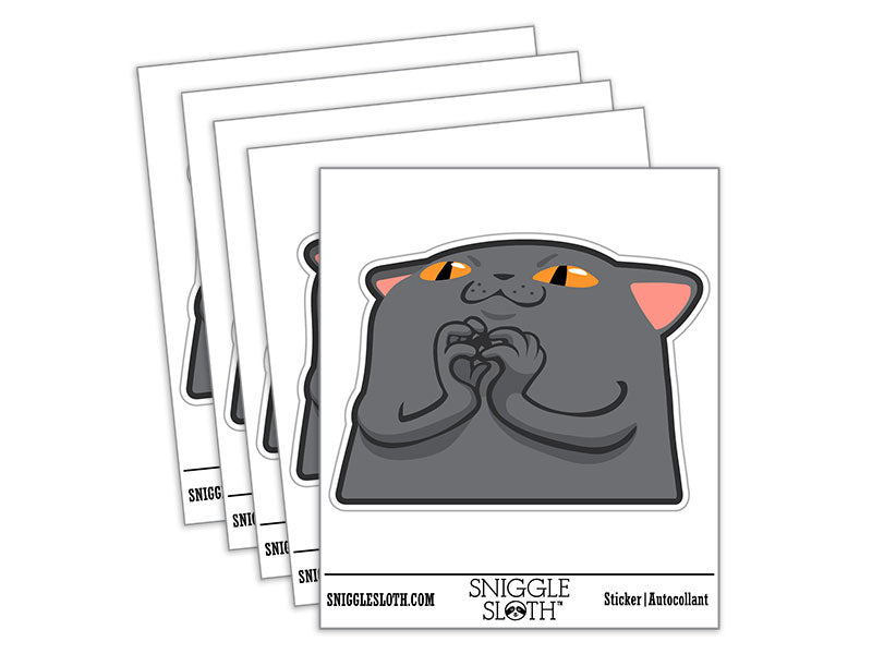 Mischievous Scheming Peeking Cat Waterproof Vinyl Phone Tablet Laptop Water Bottle Car Window Bumper Decal Sticker Set - 5 Pack