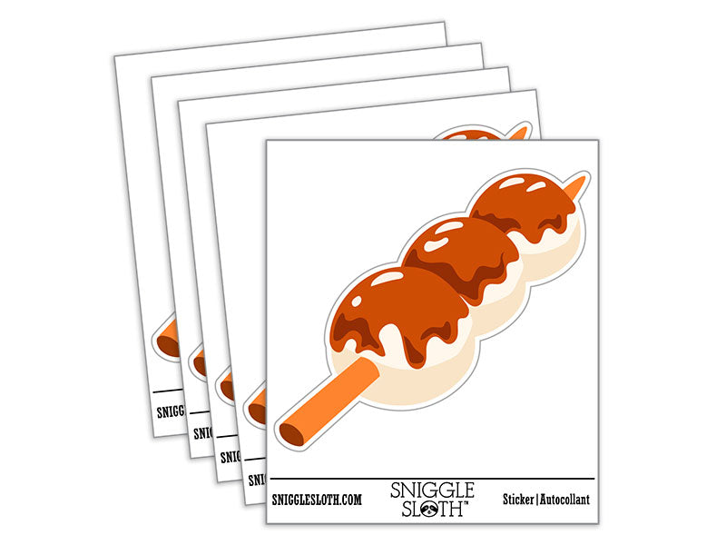 Mitarashi Dango Japanese Rice Dumpling Snack Waterproof Vinyl Phone Tablet Laptop Water Bottle Car Window Bumper Decal Sticker Set - 5 Pack