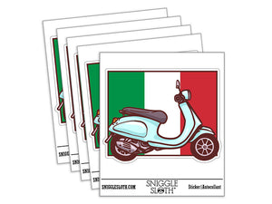 Moped Bike Italian Flag Vehicle Waterproof Vinyl Phone Tablet Laptop Water Bottle Car Window Bumper Decal Sticker Set - 5 Pack