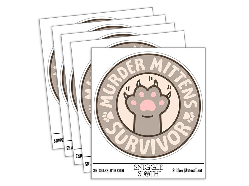 Murder Mittens Survivor Cat Claws Waterproof Vinyl Phone Tablet Laptop Water Bottle Car Window Bumper Decal Sticker Set - 5 Pack