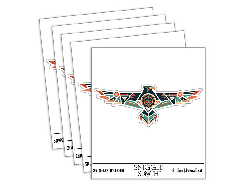 Native American Thunder Bird Eagle Southwestern Tribal Waterproof Vinyl Phone Tablet Laptop Water Bottle Car Window Bumper Decal Sticker Set - 5 Pack