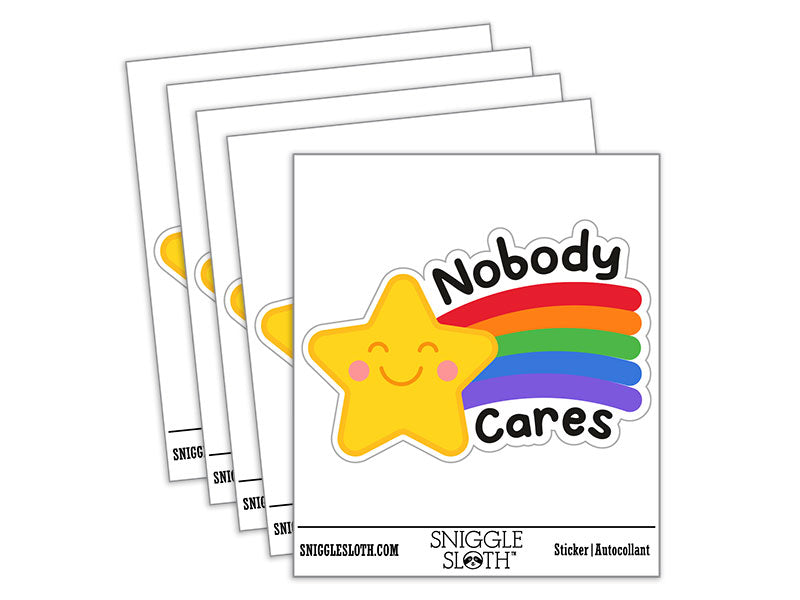 Nobody Cares Waterproof Vinyl Phone Tablet Laptop Water Bottle Car Window Bumper Decal Sticker Set - 5 Pack