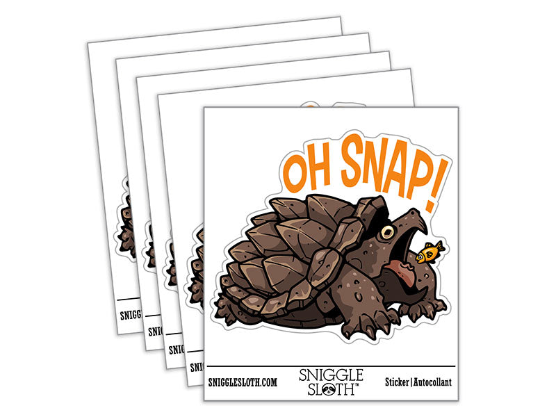 Oh Snap Alligator Snapping Turtle Fish Waterproof Vinyl Phone Tablet Laptop Water Bottle Car Window Bumper Decal Sticker Set - 5 Pack