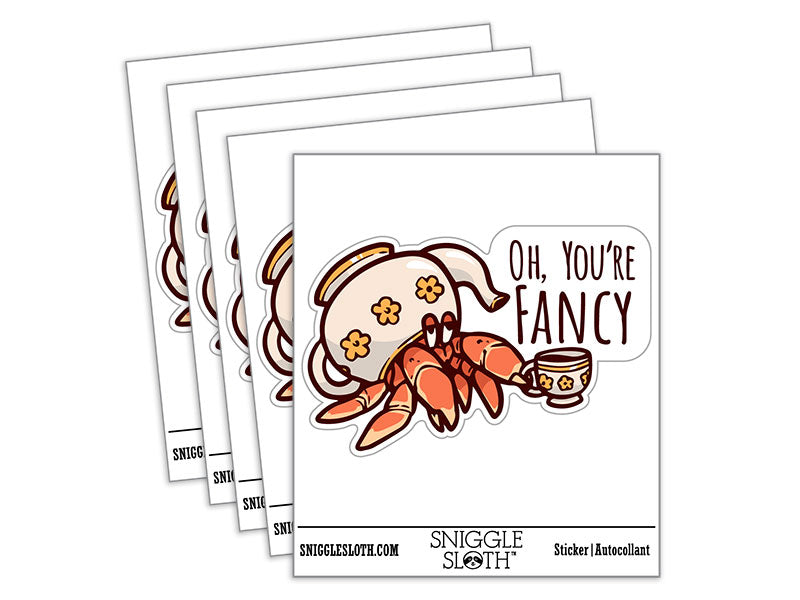 Oh You're Fancy Hermit Crab Teapot Teacup Waterproof Vinyl Phone Tablet Laptop Water Bottle Car Window Bumper Decal Sticker Set - 5 Pack