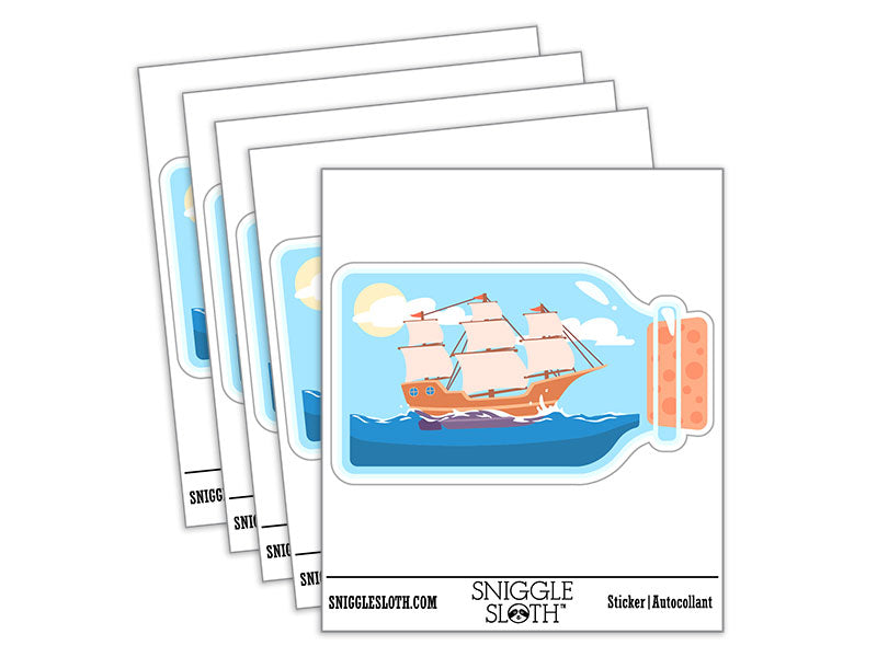 Old Ship On Ocean In A Bottle Waterproof Vinyl Phone Tablet Laptop Water Bottle Car Window Bumper Decal Sticker Set - 5 Pack