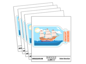 Old Ship On Ocean In A Bottle Waterproof Vinyl Phone Tablet Laptop Water Bottle Car Window Bumper Decal Sticker Set - 5 Pack