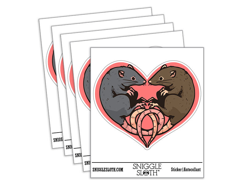 Pair of Rats Heart Couple Love Waterproof Vinyl Phone Tablet Laptop Water Bottle Car Window Bumper Decal Sticker Set - 5 Pack