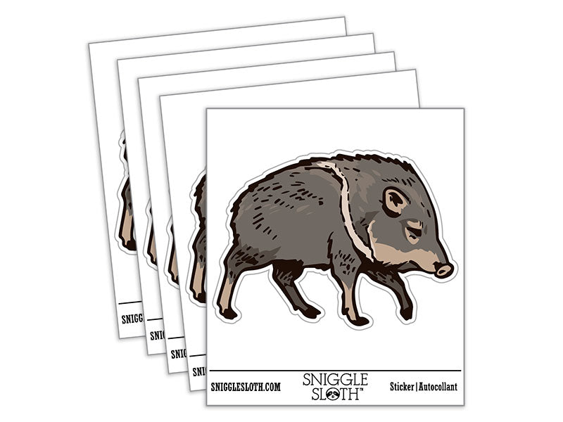 Peccary Javelina Skunk Pig Realistic Waterproof Vinyl Phone Tablet Laptop Water Bottle Car Window Bumper Decal Sticker Set - 5 Pack