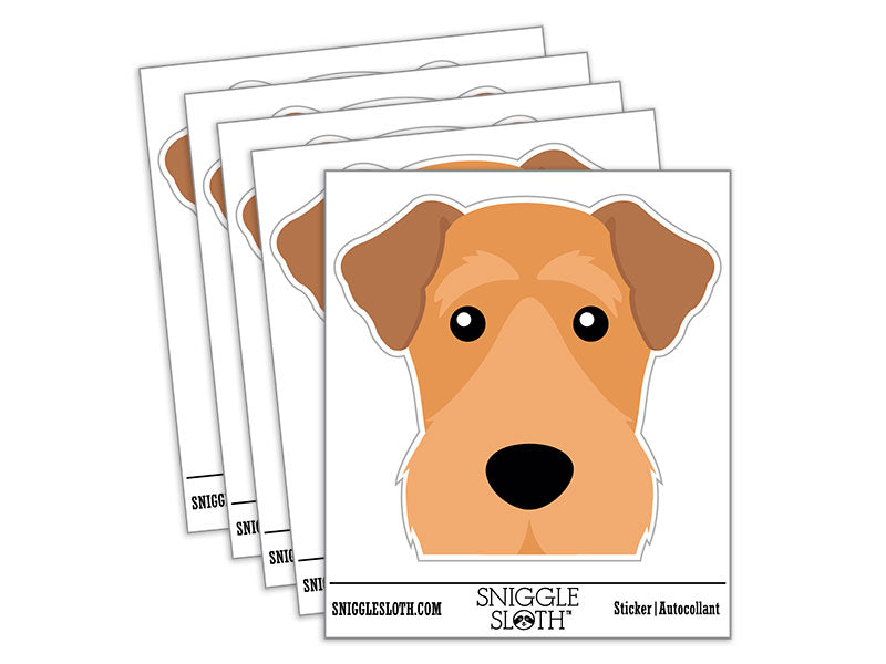 Peeking Airedale Terrier Dog Waterproof Vinyl Phone Tablet Laptop Water Bottle Car Window Bumper Decal Sticker Set - 5 Pack