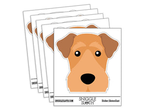 Peeking Airedale Terrier Dog Waterproof Vinyl Phone Tablet Laptop Water Bottle Car Window Bumper Decal Sticker Set - 5 Pack