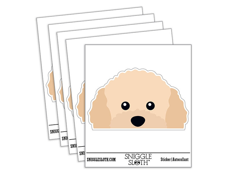 Peeking Apricot Toy Poodle Dog Waterproof Vinyl Phone Tablet Laptop Water Bottle Car Window Bumper Decal Sticker Set - 5 Pack
