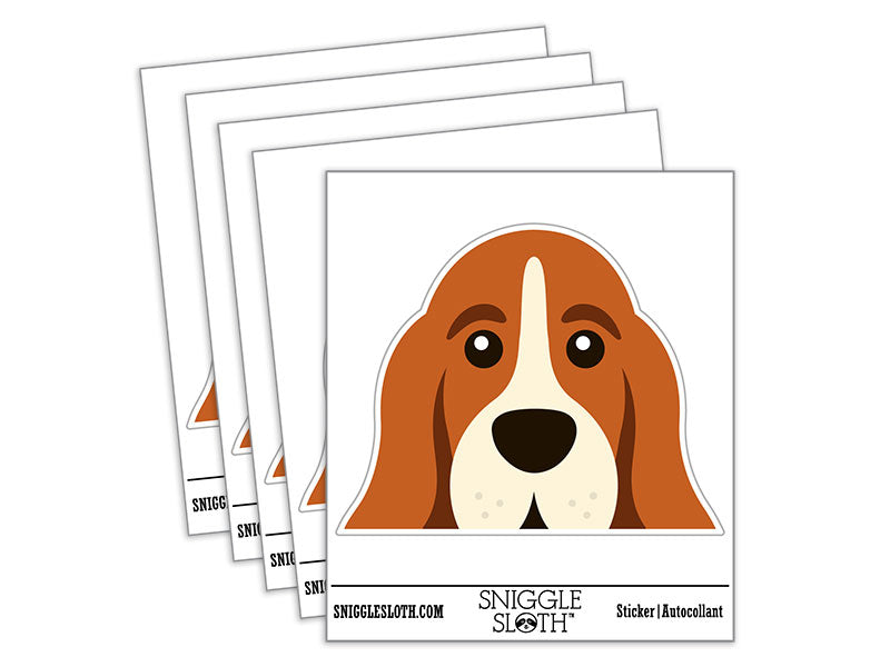 Peeking Basset Hound Dog Waterproof Vinyl Phone Tablet Laptop Water Bottle Car Window Bumper Decal Sticker Set - 5 Pack