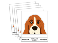 Peeking Basset Hound Dog Waterproof Vinyl Phone Tablet Laptop Water Bottle Car Window Bumper Decal Sticker Set - 5 Pack