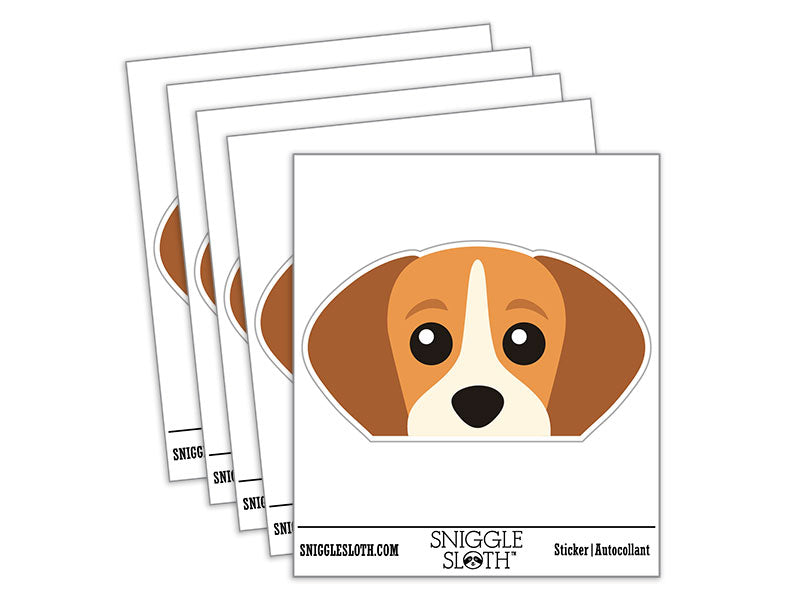 Peeking Beagle Dog Waterproof Vinyl Phone Tablet Laptop Water Bottle Car Window Bumper Decal Sticker Set - 5 Pack