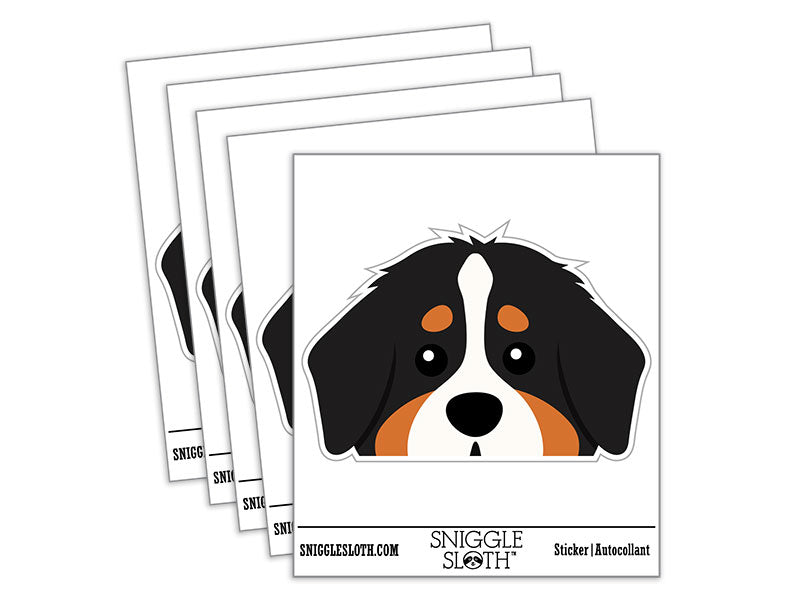 Peeking Bernese Mountain Dog Waterproof Vinyl Phone Tablet Laptop Water Bottle Car Window Bumper Decal Sticker Set - 5 Pack