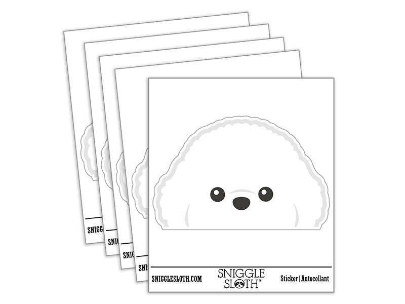 Peeking Bichon Frise Dog Waterproof Vinyl Phone Tablet Laptop Water Bottle Car Window Bumper Decal Sticker Set - 5 Pack