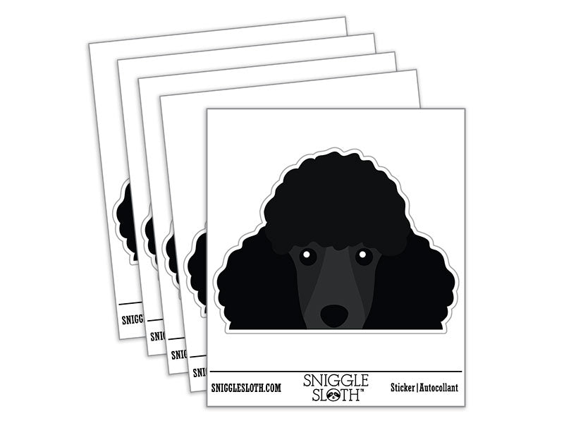 Peeking Black Poodle Dog Waterproof Vinyl Phone Tablet Laptop Water Bottle Car Window Bumper Decal Sticker Set - 5 Pack
