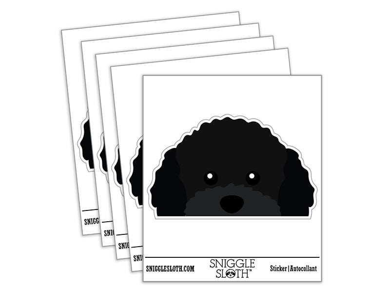 Peeking Black Toy Poodle Dog Waterproof Vinyl Phone Tablet Laptop Water Bottle Car Window Bumper Decal Sticker Set - 5 Pack