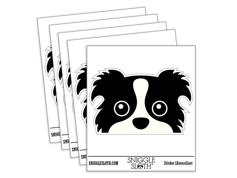 Peeking Border Collie Dog Waterproof Vinyl Phone Tablet Laptop Water Bottle Car Window Bumper Decal Sticker Set - 5 Pack