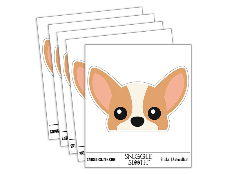 Peeking Chihuahua Dog Waterproof Vinyl Phone Tablet Laptop Water Bottle Car Window Bumper Decal Sticker Set - 5 Pack