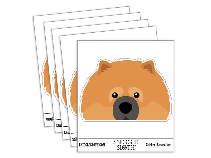Peeking Chow Chow Dog Waterproof Vinyl Phone Tablet Laptop Water Bottle Car Window Bumper Decal Sticker Set - 5 Pack