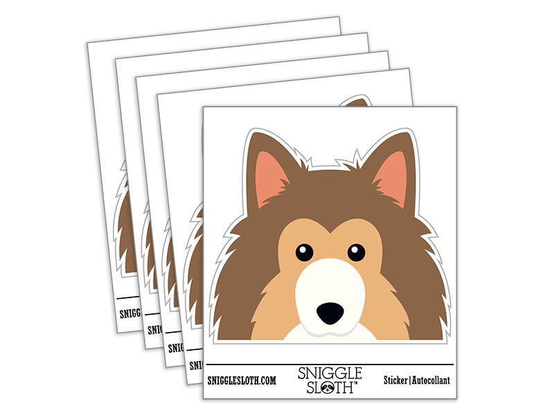 Peeking Collie Dog Waterproof Vinyl Phone Tablet Laptop Water Bottle Car Window Bumper Decal Sticker Set - 5 Pack