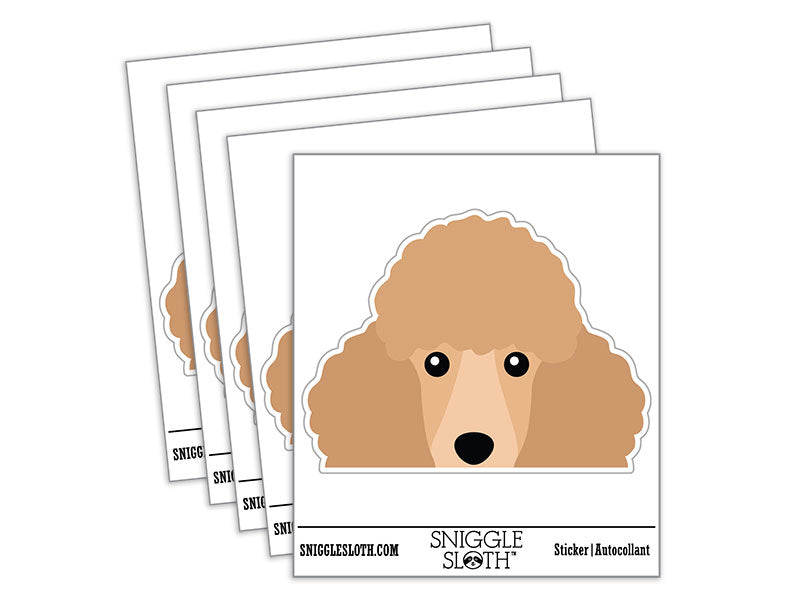 Peeking Cream Poodle Dog Waterproof Vinyl Phone Tablet Laptop Water Bottle Car Window Bumper Decal Sticker Set - 5 Pack
